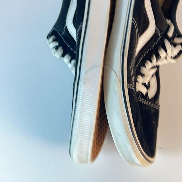 Vans Unisex Black Canvas White Detail Old Skool Sneaker Size M 10.5/W 12 - Picture 7 of 14